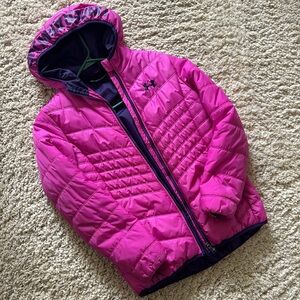 Under Armour Girls ColdGear Storm Puffer Hooded Jacket Pink Youth L Large